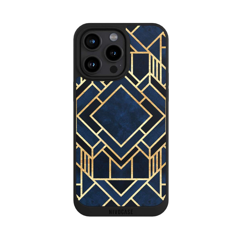 iPhone 15 Pro Max NIVOpure Kunst Deko Blau Golddruck