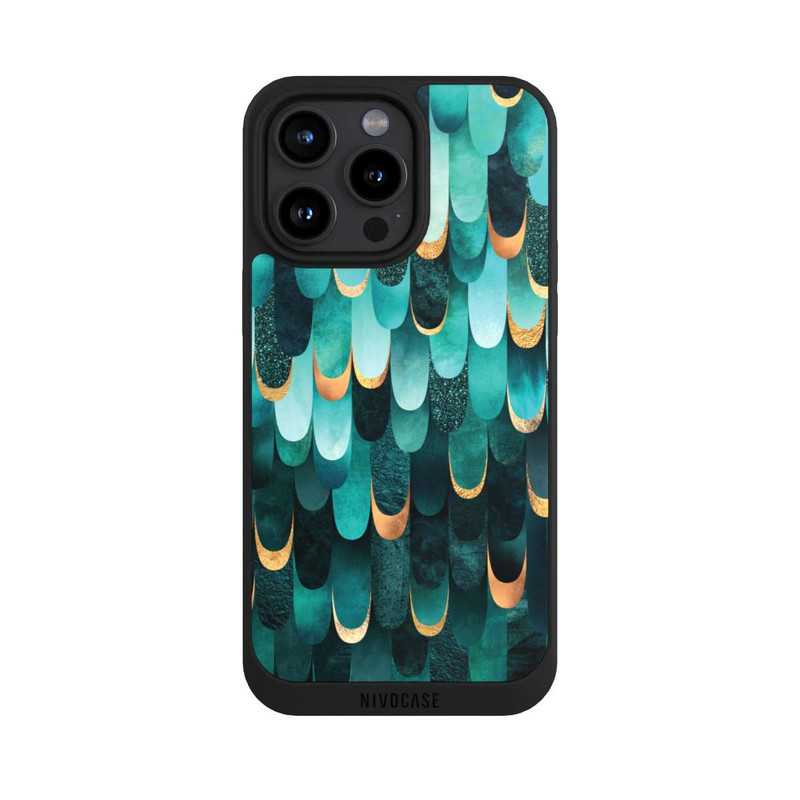 iPhone 15 Pro Max NIVOpure Gefiedert Türkis Golddruck