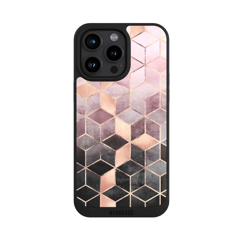 iPhone 15 Pro Max NIVOpure Pink-grauer Farbverlauf Würfel Druck
