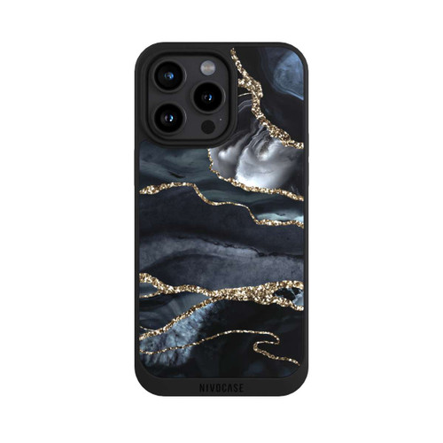 Apple iPhone 15 Pro Max NIVOpure Dunkler Marmor Gold Glitzerlook