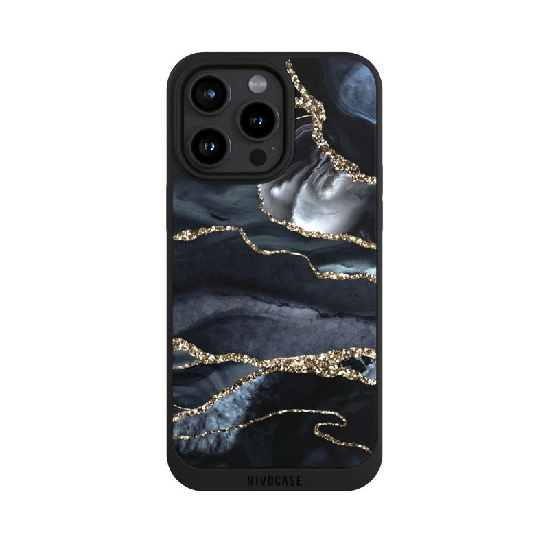 iPhone 15 Pro Max NIVOpure Dunkler Marmor Gold Glitzerlook