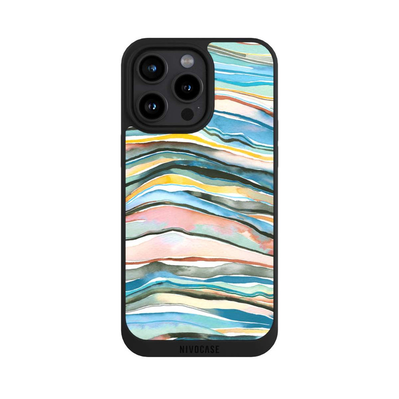 iPhone 15 Pro Max NIVOpure Watercolor Agate Layers Blue