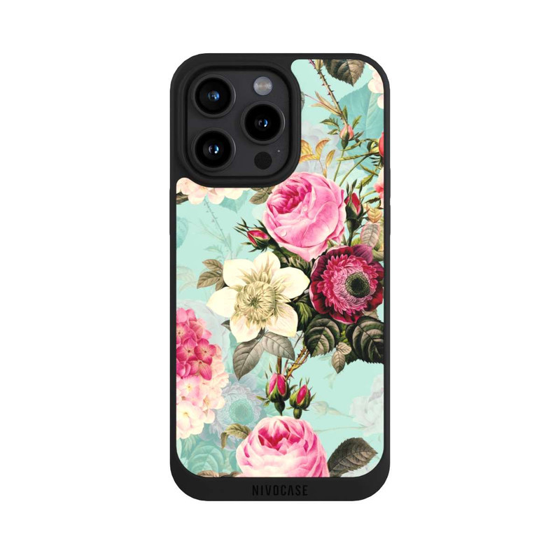 iPhone 15 Pro Max NIVOpure Türkisfarbene Rosentapete