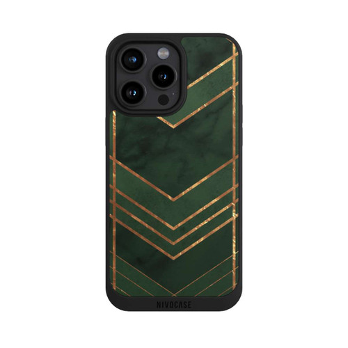 Apple iPhone 15 Pro Max NIVOpure Dark Green Pattern Golden Stripes