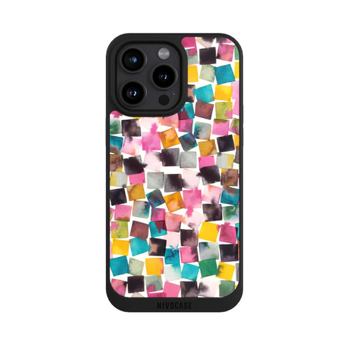Apple iPhone 15 Pro Max NIVOpure Watercolor Geometric Plaids Pink