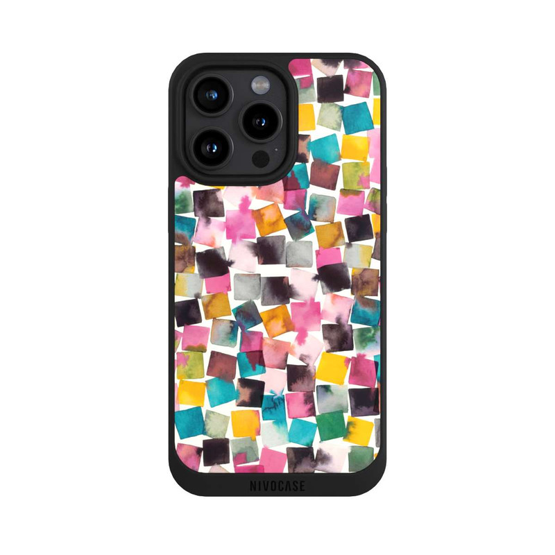 iPhone 15 Pro Max NIVOpure Aquarell geometrische Plaids rosa