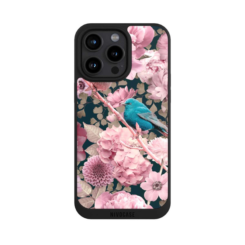 iPhone 15 Pro Max NIVOpure Sparrows in Pink Flower Pattern