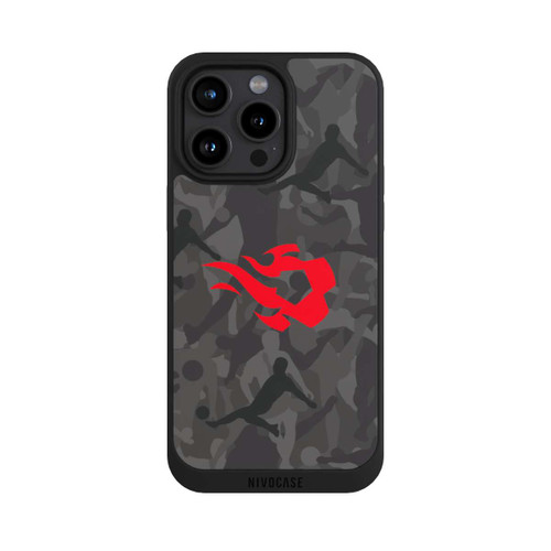 Apple iPhone 15 Pro Max NIVOpure Belgique Red Flames Camouflage Gris