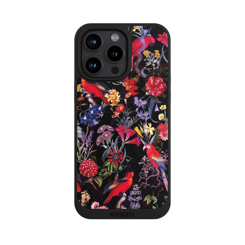 iPhone 15 Pro Max NIVOpure Fleurs sombres et perroquets
