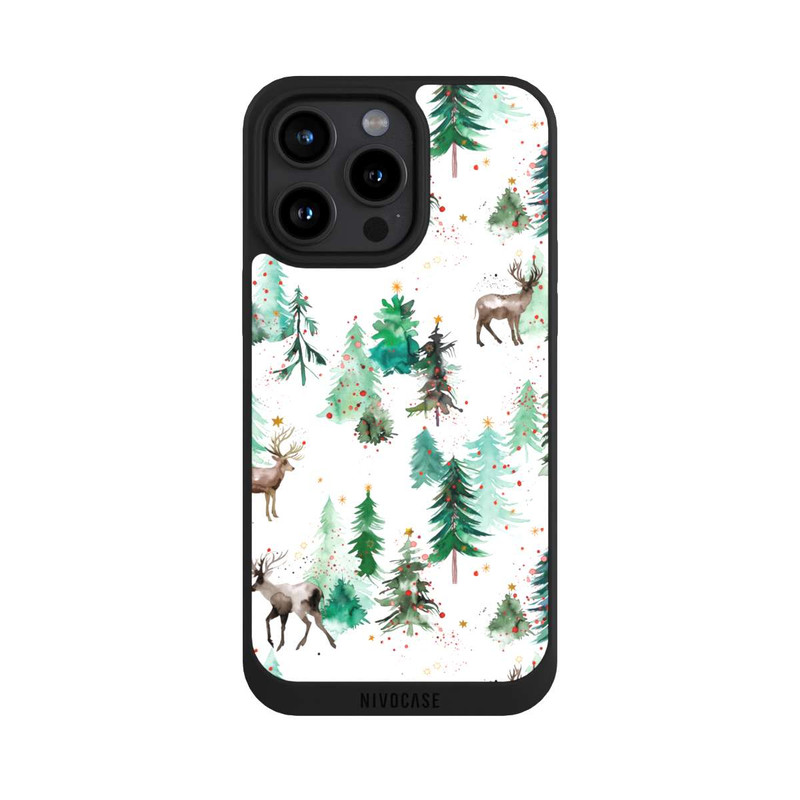 iPhone 15 Pro Max NIVOpure Hirsche und Winterweihnachtsbäume