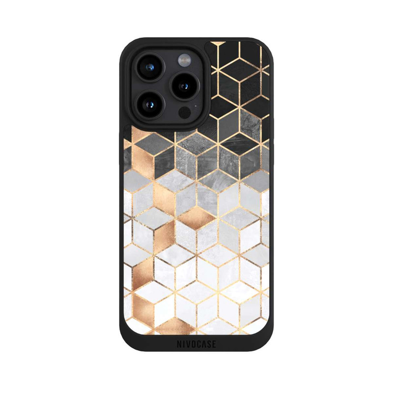 iPhone 15 Pro Max NIVOpure Cubes Sombres & Dorés