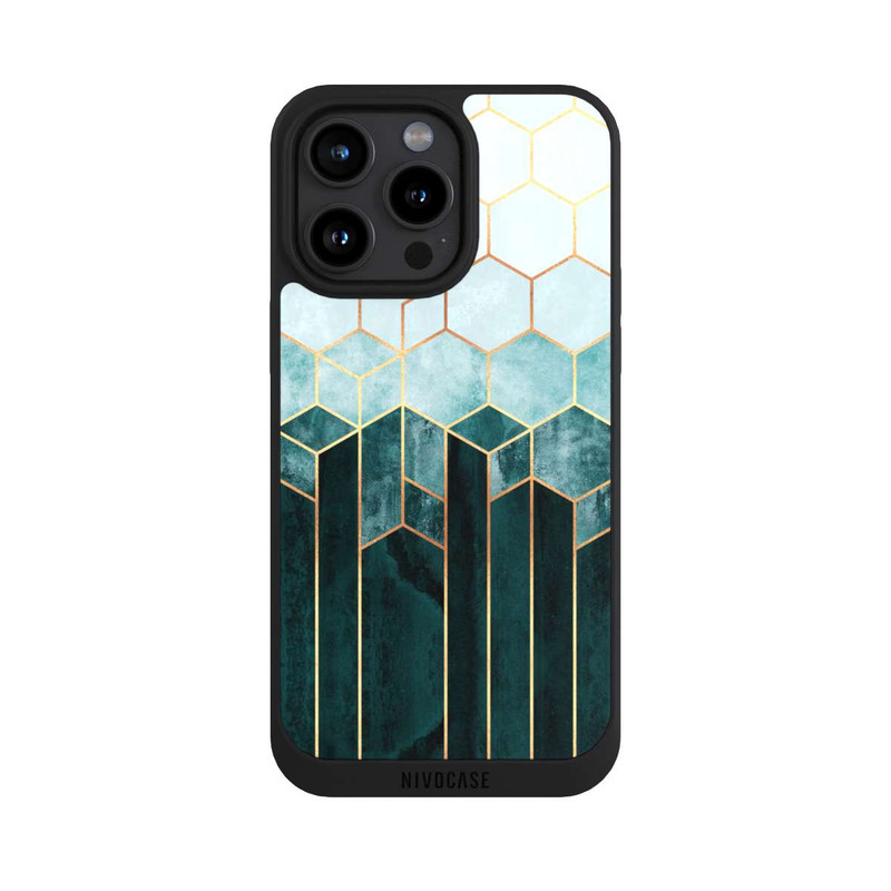 iPhone 15 Pro Max NIVOpure Teal Hexagons