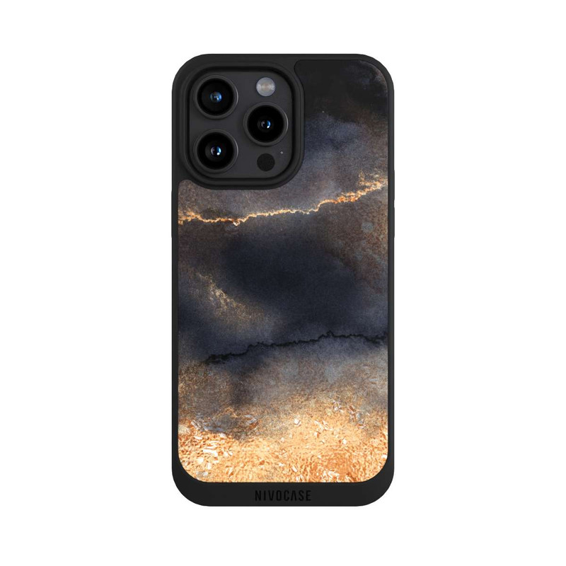 iPhone 15 Pro Max NIVOpure Look Marbre Noir & Poussière d'Or