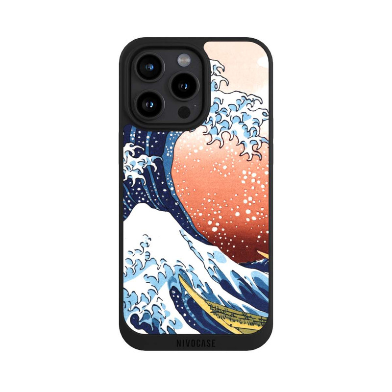 iPhone 15 Pro Max NIVOpure Kanagawa Welle Mit Rotem Hintergrund