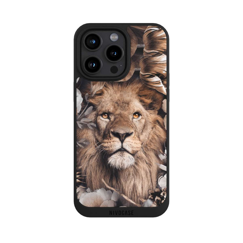 iPhone 15 Pro Max NIVOpure Löwe Blumenrahmen Beige