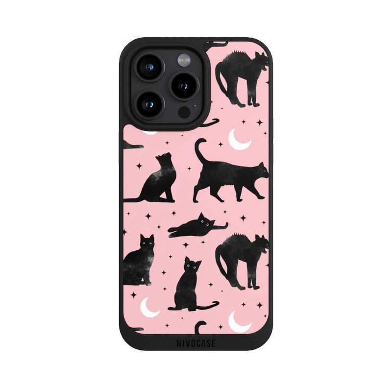 iPhone 15 Pro Max NIVOpure Katzen und Mond auf Rosa