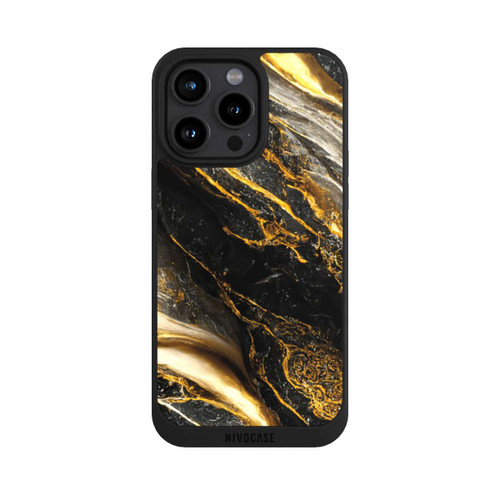 Apple iPhone 15 Pro Max NIVOpure Schwarze Marmor Goldschichten
