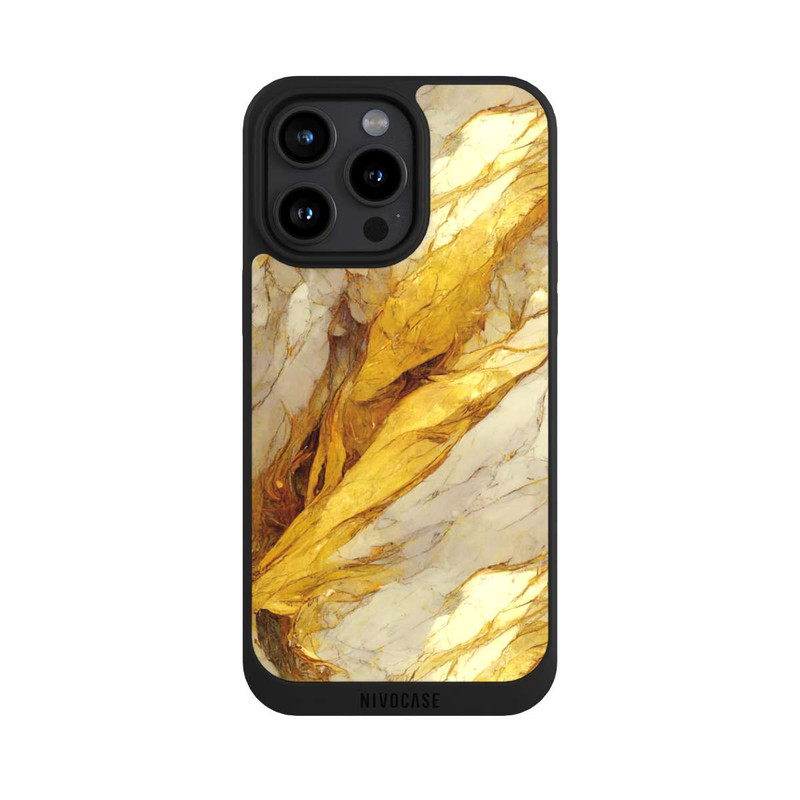 iPhone 15 Pro Max NIVOpure White Marble Gold Print Layers
