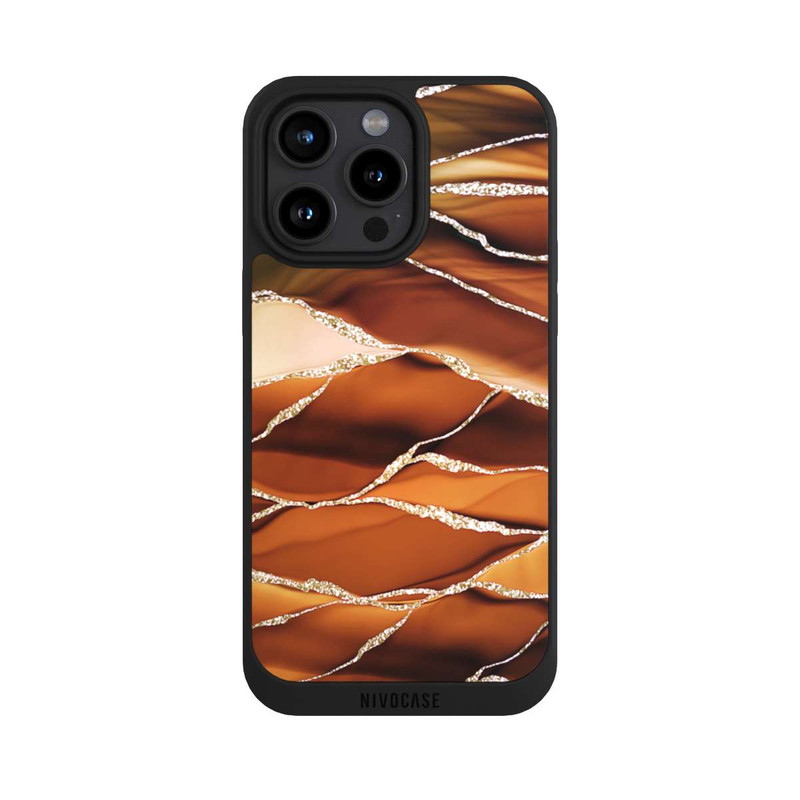 iPhone 15 Pro Max NIVOpure Brown Marble Stripes Glitter Look