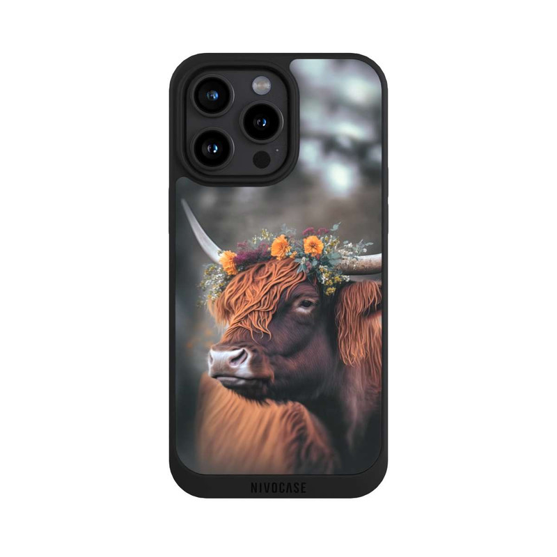 iPhone 15 Pro Max NIVOpure Hochland Rind mit Blumen mit KI