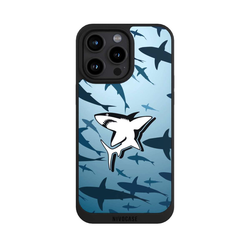 iPhone 15 Pro Max NIVOpure Haie Muster Blau