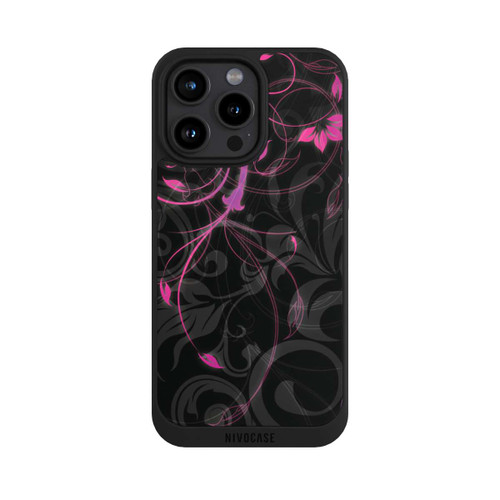 Apple iPhone 15 Pro Max NIVOpure Fleurs d'automne noires et roses