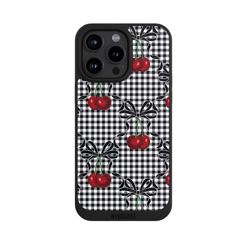 iPhone 15 Pro Max NIVOpure Motif cerise noir