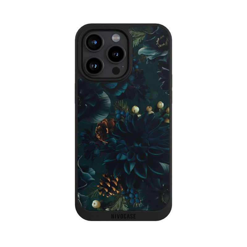 iPhone 15 Pro Max NIVOpure Blumenmuster Grün und Blau