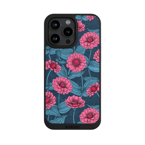 Apple iPhone 15 Pro Max NIVOpure Flower Pattern Pink And Blue Illustration