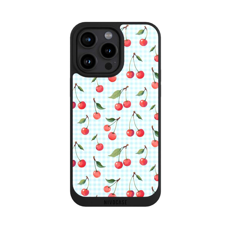 iPhone 15 Pro Max NIVOpure Cherries and Blue Gingham