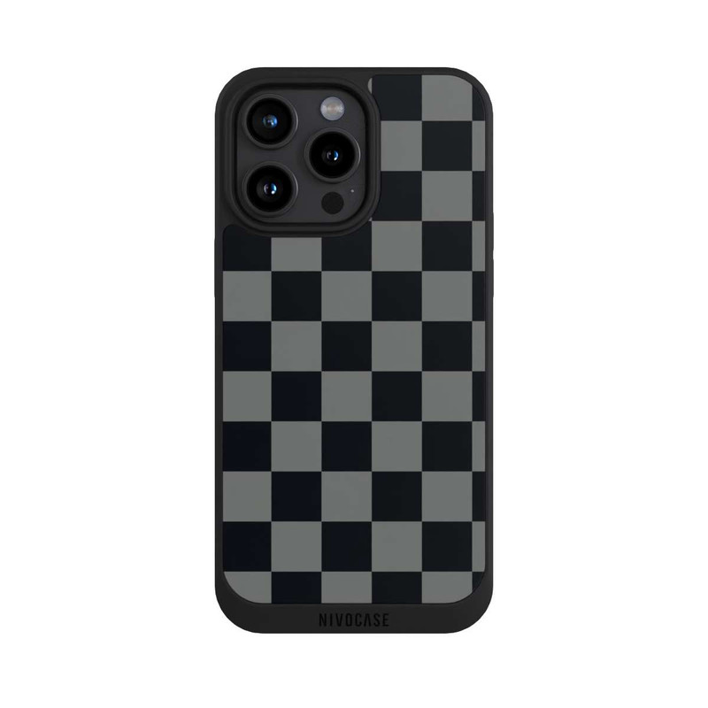 iPhone 15 Pro Max NIVOpure Checked Pattern Black Grey