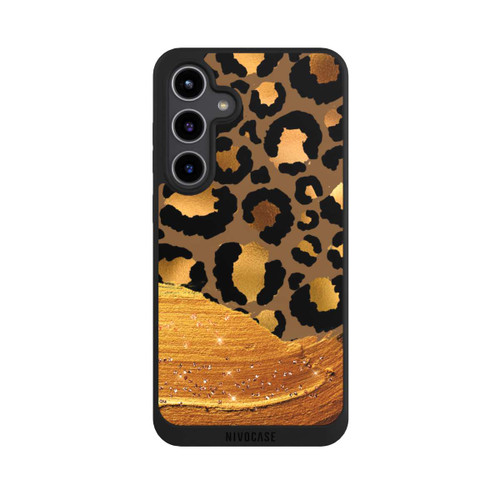 Samsung Galaxy S24+ NIVOpure Dunkelgoldener Leoparden Glitzerlook
