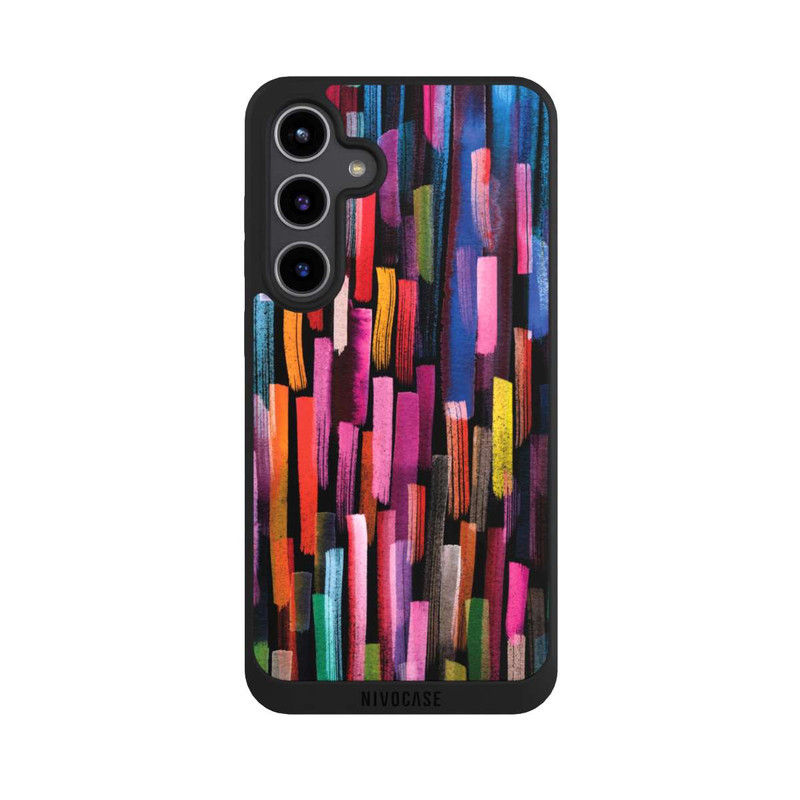Galaxy S24 + NIVOpure Bunte Pinselstriche schwarz