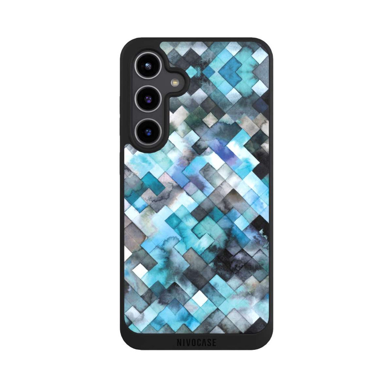 Galaxy S24 + NIVOpure stimmungsvolles geometrisches Muster blau