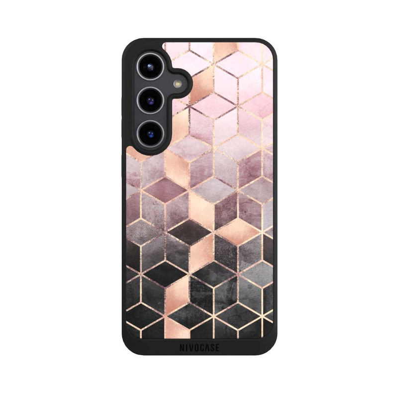 Galaxy S24 + NIVOpure Pink-grauer Farbverlauf Würfel Druck