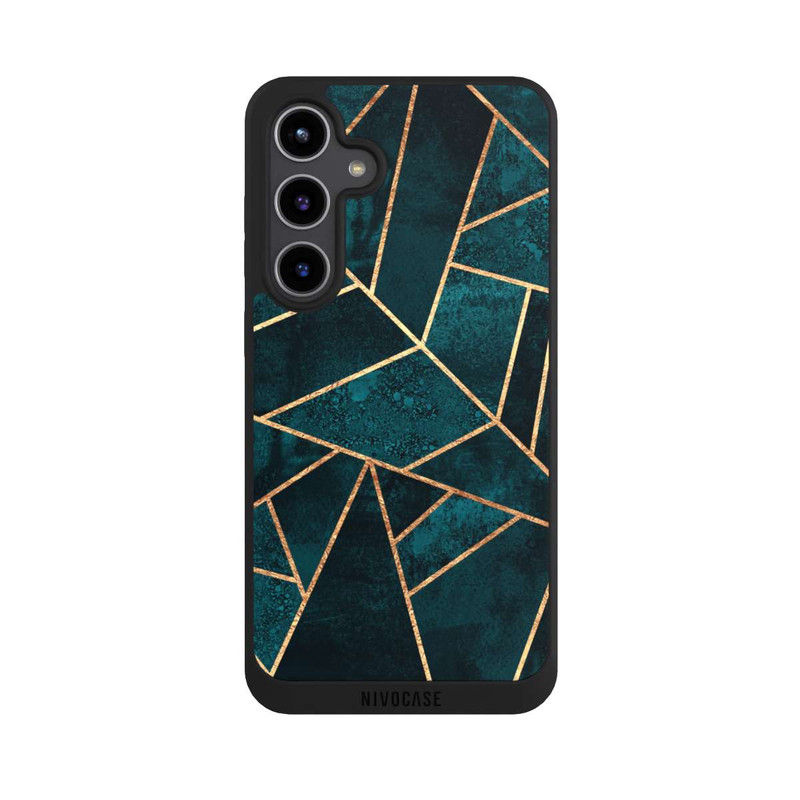 Galaxy S24 + NIVOpure Tief Blaugrün Stein Gold Druck