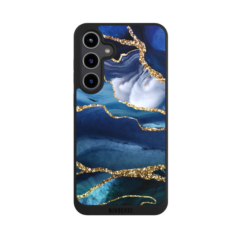 Galaxy S24 + NIVOpure Blue Marble Gold Glitter Look