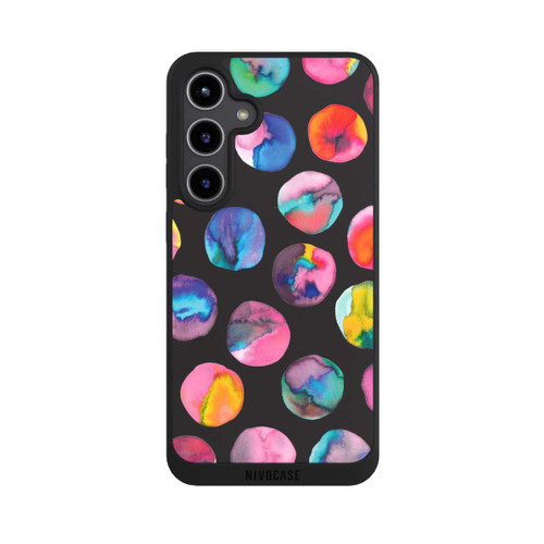 Samsung Galaxy S24+ NIVOpure Bunte Tintenmurmeln Punkte Schwarz