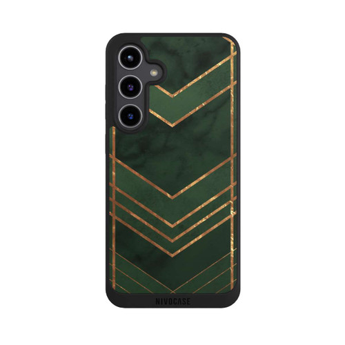 Samsung Galaxy S24+ NIVOpure Dunkelgrün gemustert Goldene Streifen