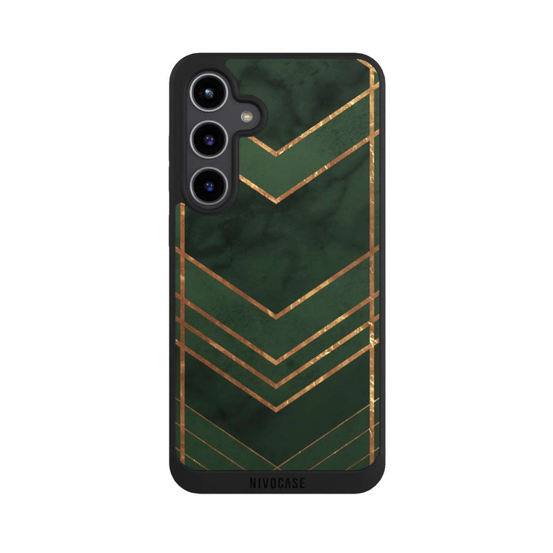 Galaxy S24 + NIVOpure Motif vert foncé rayures dorées