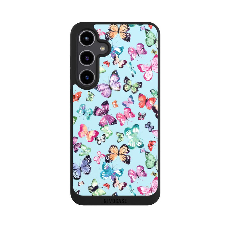 Galaxy S24 + NIVOpure Papillons Rose Orange Bleu