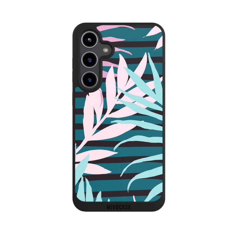 Galaxy S24 + NIVOpure Pastel Jungle Leaves Pink Teal Seamless