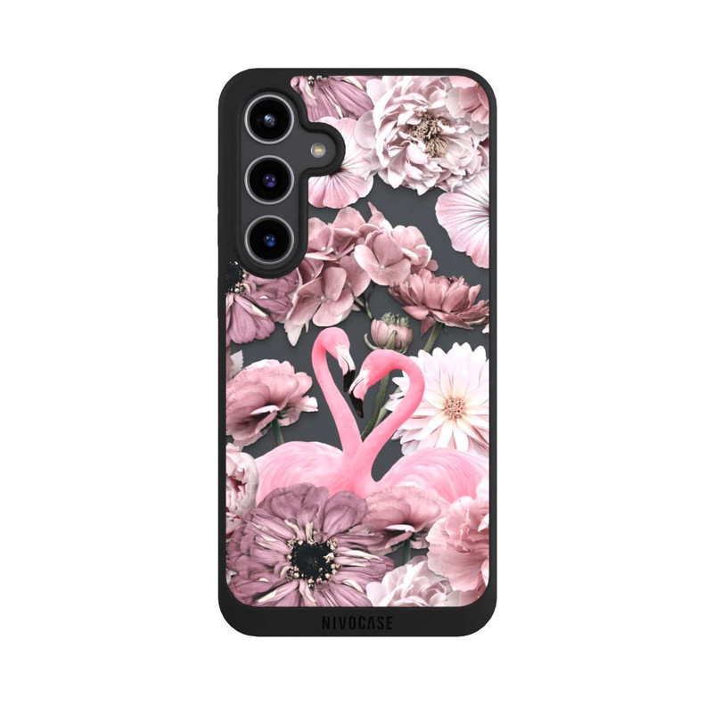 Galaxy S24 + NIVOpure Flamants roses en motif de fleurs