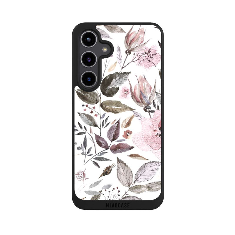 Galaxy S24 + NIVOpure Aquarelle Fleurs Roses Brunes