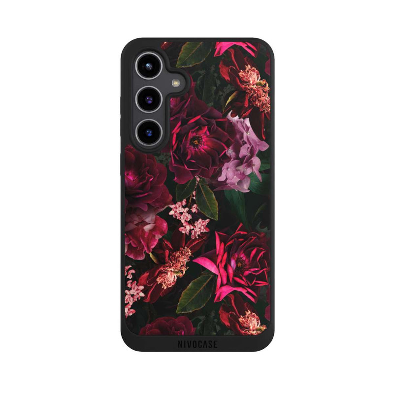 Galaxy S24 + NIVOpure Dark Romantiv Red and Pink Peonies Flowers