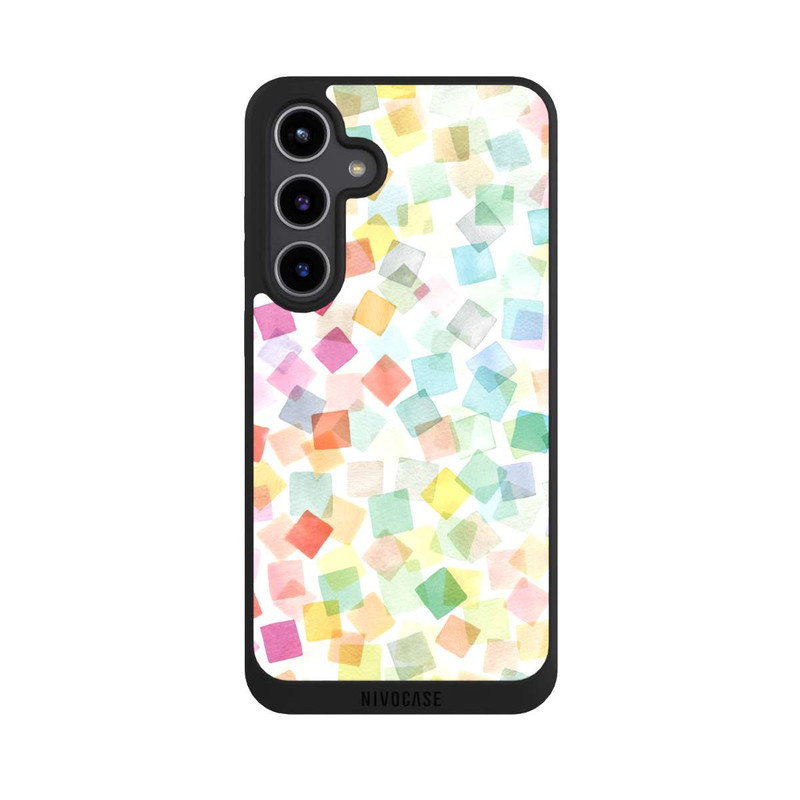 Galaxy S24 + NIVOpure Konfetti geometrische Plaids Regenbogen