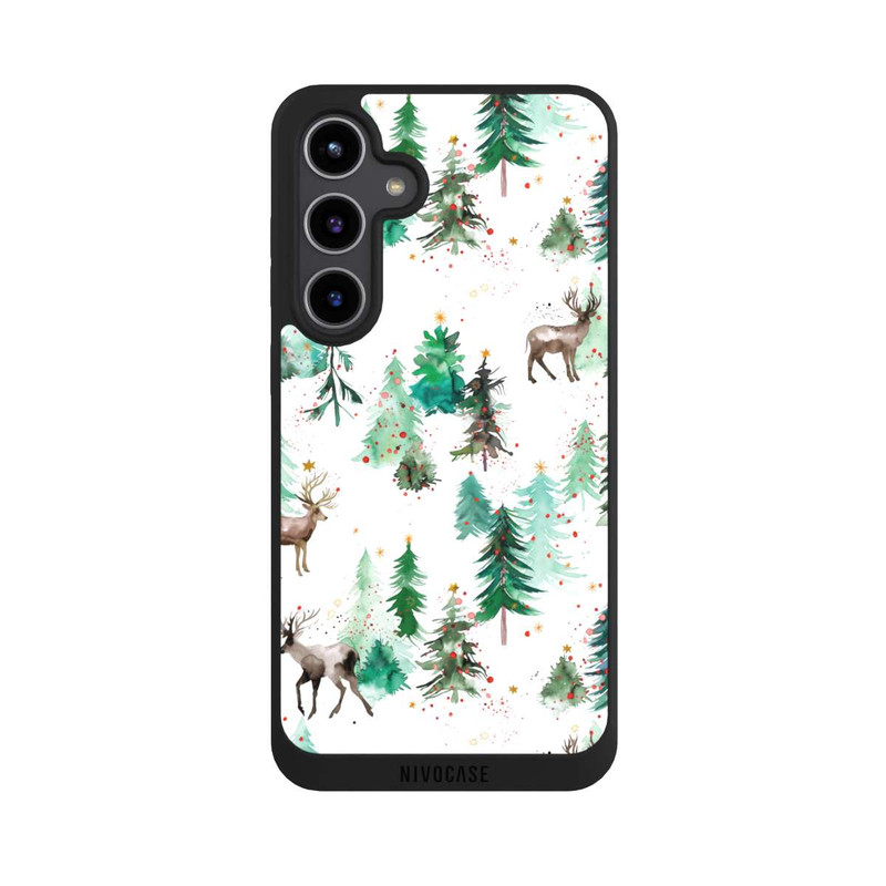 Galaxy S24 + NIVOpure Cerfs et arbres de Noël d'hiver