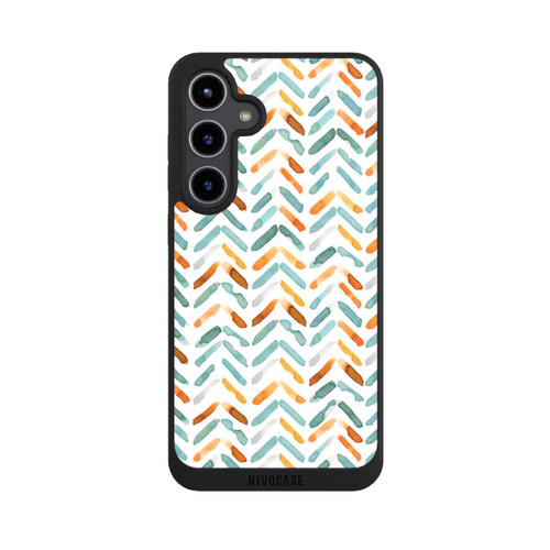 Samsung Galaxy S24+ NIVOpure Elegantes Herbstchevron Blau Orange