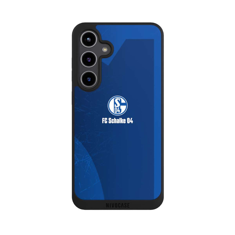 Galaxy S24 + NIVOpure Schalke 04 Blauer Hintergrund Mit Logo