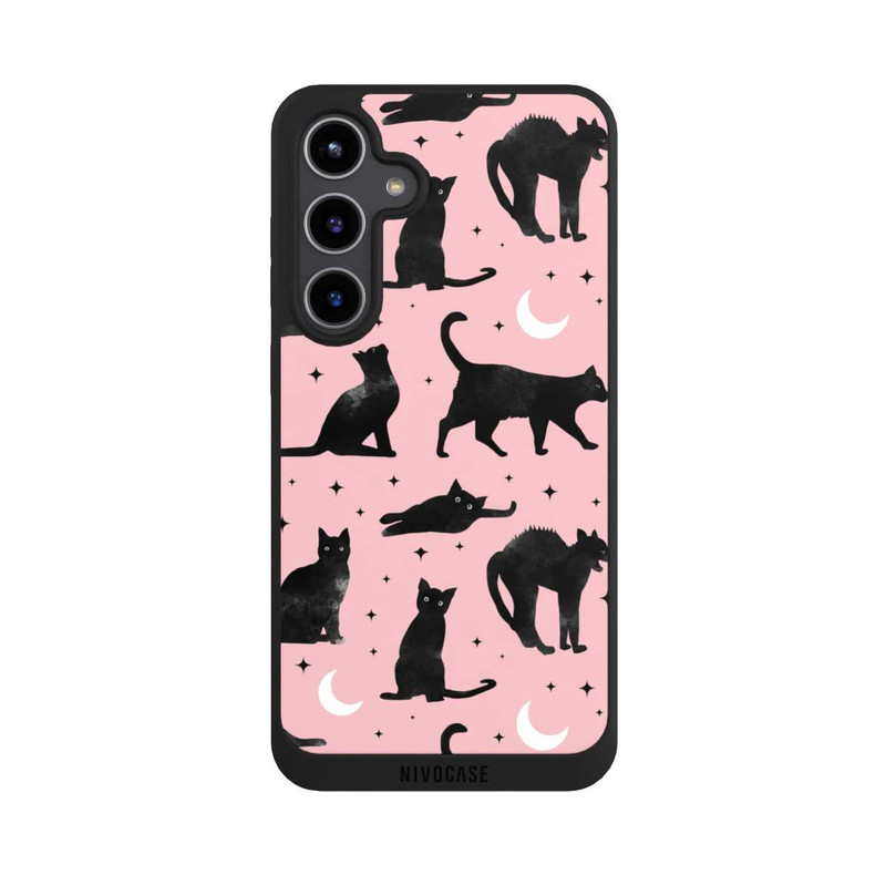 Galaxy S24 + NIVOpure Katzen und Mond auf Rosa